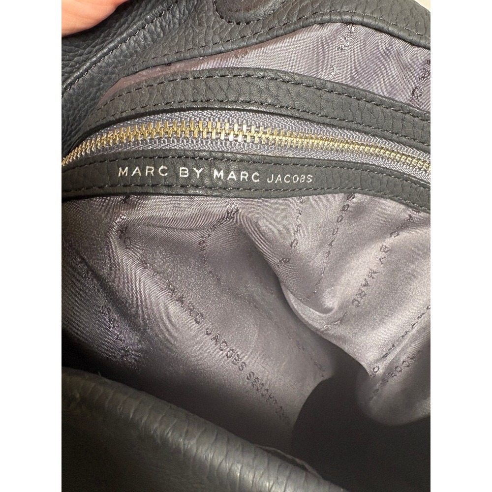 Marc by Marc Jacobs Too Hot to Handle Black Pebbled Leather Hobo Bag Yellow Rope - Picture 10 of 14